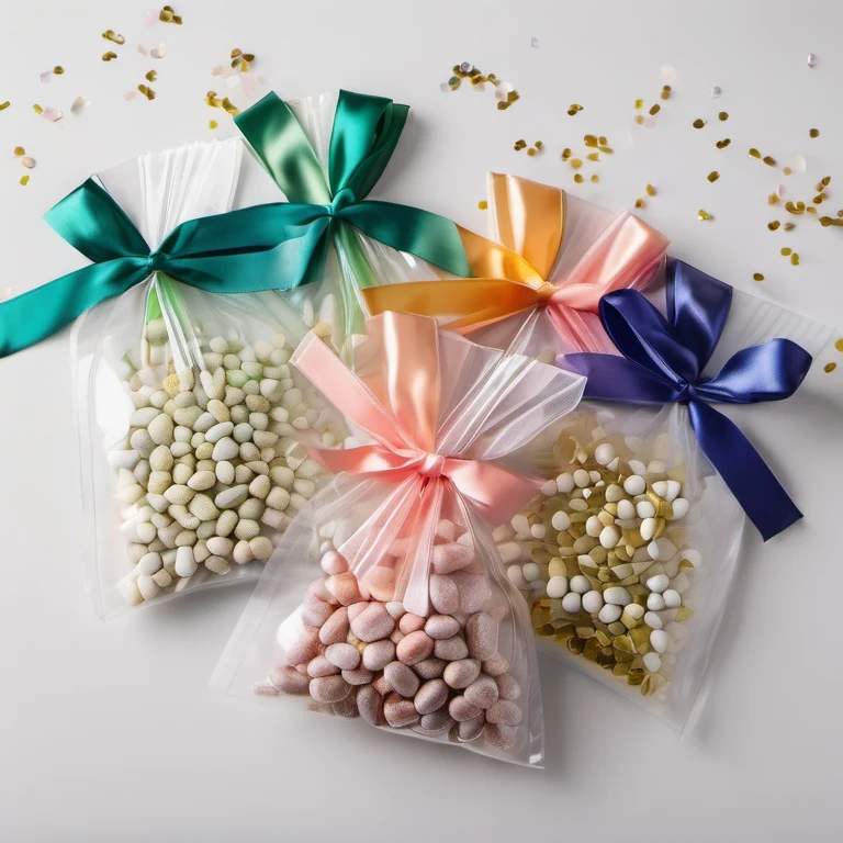 Locally generated celebration candy bundle in clear treat bags